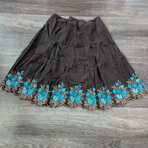 David Brooks Size 8 Brown And Blue Floral Skirt
